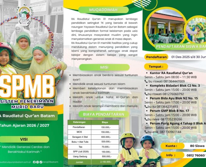 SPMB RA Raudlatul Qur'an 01 Batam